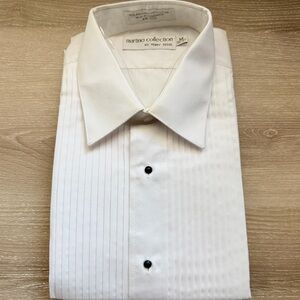 NWT Martino Collection White Pleated Dress Shirt Long Sleeve, M (36/37)